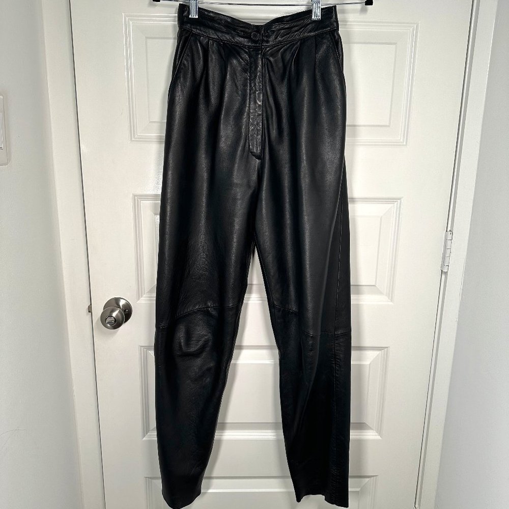 Vintage Genuine Black Leather Pants